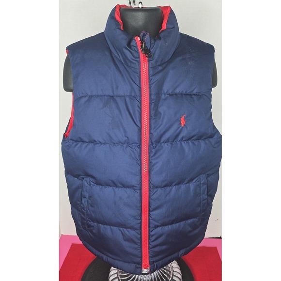 Boy's Polo Ralph Lauren‎ Red Blue Reversible Puffer Vest 75% Grey Duck Down Sz 6 - Picture 12 of 16